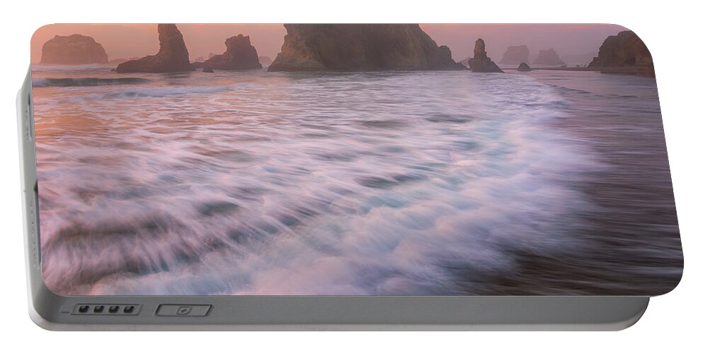 Oregon Portable Battery Charger featuring the photograph Bandon's Sunset Rush by Darren White