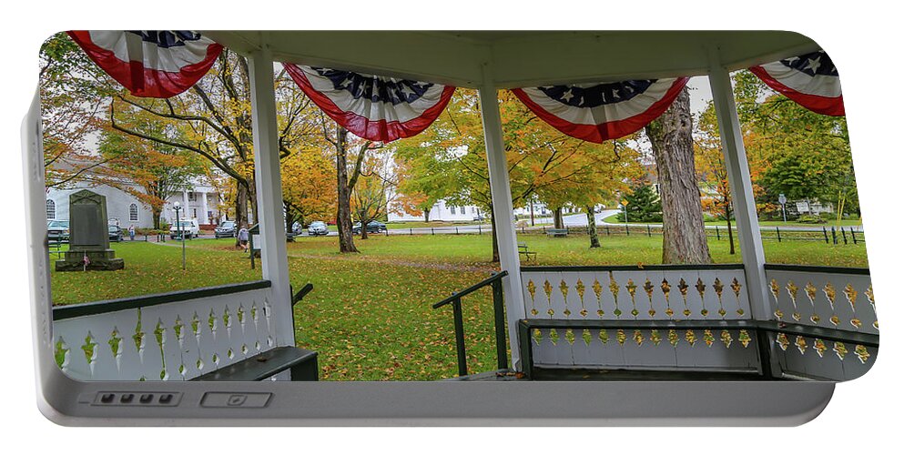 Gazebo Portable Battery Charger featuring the photograph Bandstand View in Fall by Kevin Craft