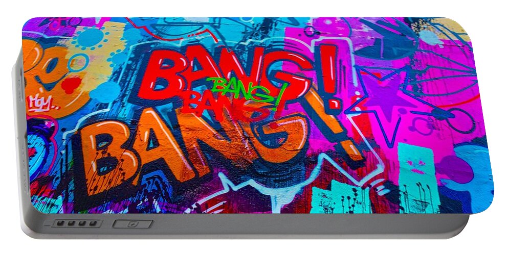 Bang Graffiti Portable Battery Charger featuring the painting Bang Graffiti NYC 2014 by Joan Reese