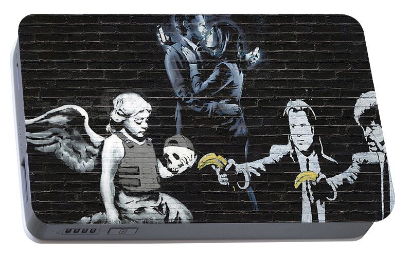 'urban Graffiti' By Serge Averbukh Portable Battery Charger featuring the photograph Banksy - Failure To Communicate by Serge Averbukh