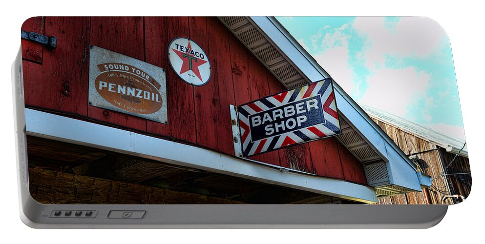 Barber Portable Battery Charger featuring the photograph Barber - Old Barber Shop Sign by Paul Ward