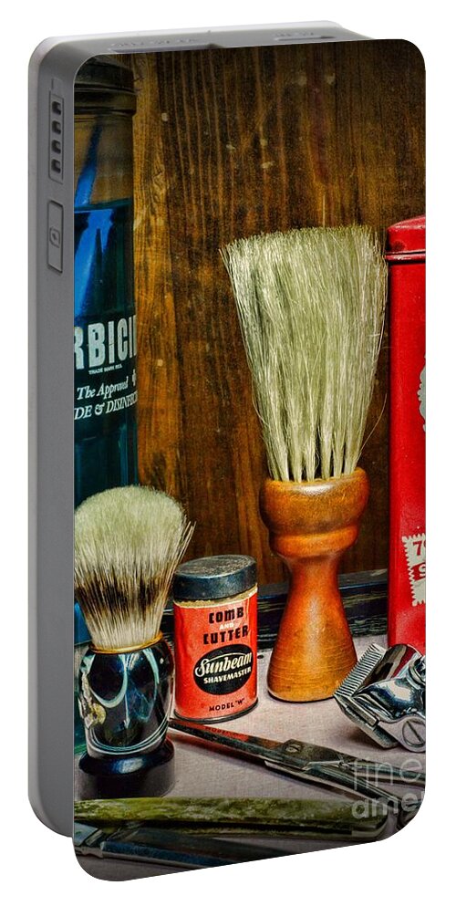 Paul Ward Portable Battery Charger featuring the photograph Barber - Vintage Barbering Tools by Paul Ward