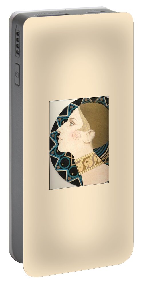 Barbra Streisand Portable Battery Charger featuring the drawing Barbra by Richard Laeton