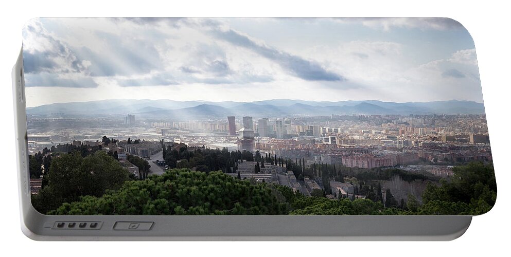 Barcelona Portable Battery Charger featuring the digital art Barcelona by Maye Loeser