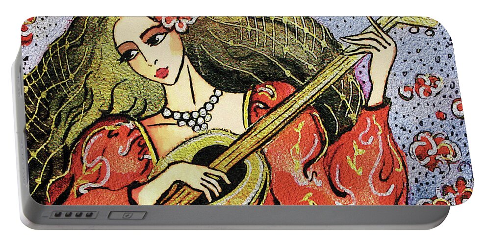 Bard Woman Portable Battery Charger featuring the painting Bard Lady II by Eva Campbell