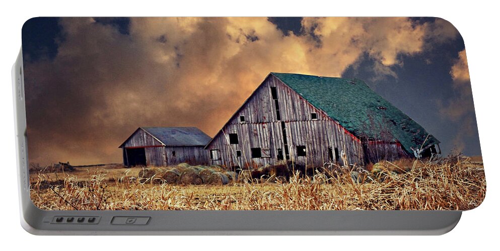 Barn Surrounded With Beauty Portable Battery Charger featuring the photograph Barn Surrounded With Beauty by Kathy M Krause