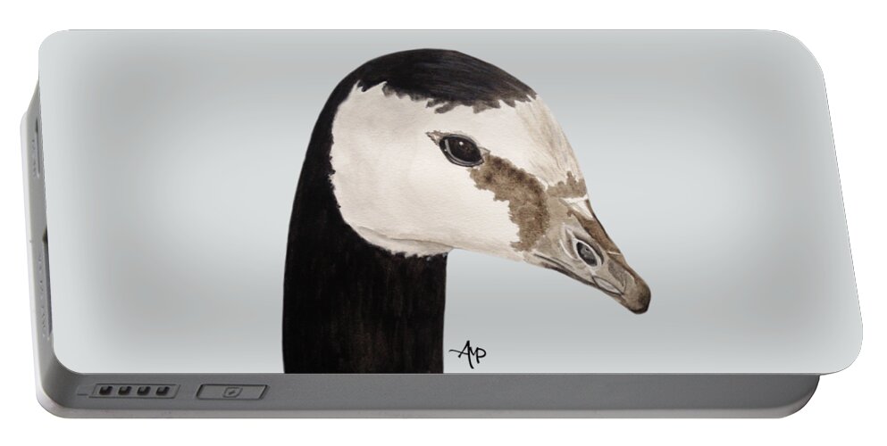 Goose Portable Battery Charger featuring the painting Barnacle Goose Portrait by Angeles M Pomata