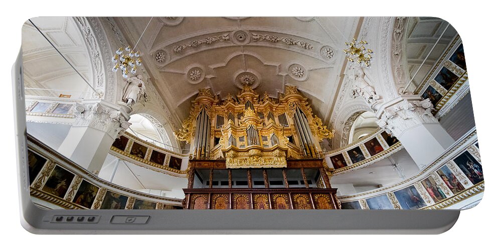 Pipe Organ Portable Battery Charger featuring the photograph Baroque pipe organ in Celle by Jenny Setchell
