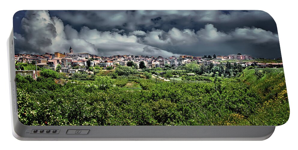  Portable Battery Charger featuring the photograph Barrafranca Skyline by Patrick Boening