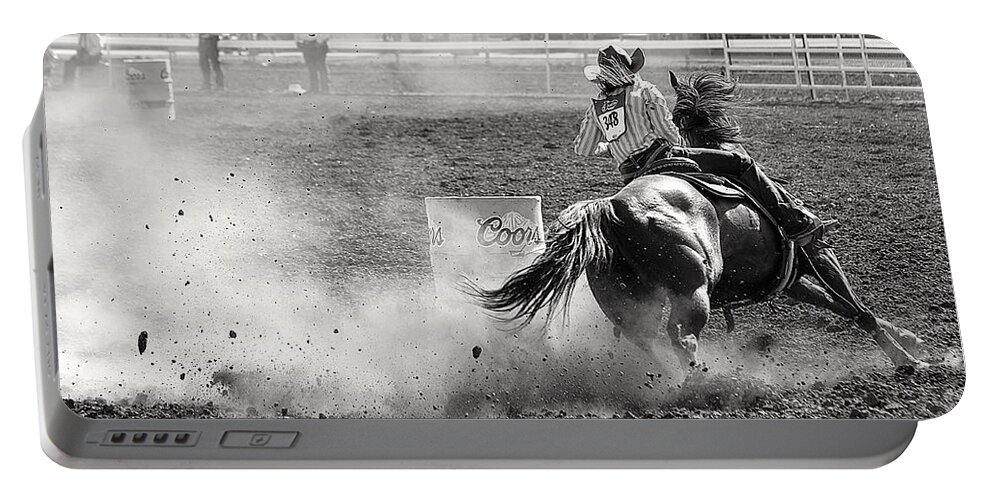 Barrel Racer Portable Battery Charger featuring the photograph Barrel Racer by Maria Jansson