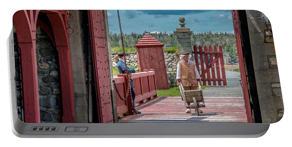 Nova Scotia Portable Battery Charger featuring the photograph Base Gate of the 18th century. by Patrick Boening