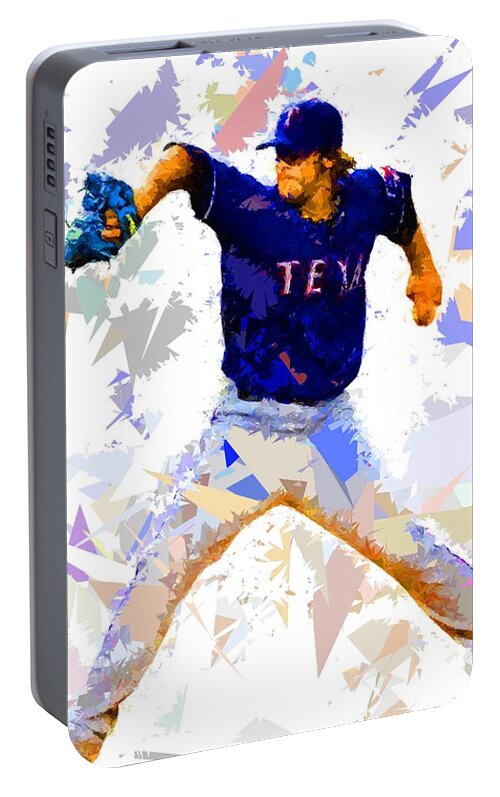 Baseball Portable Battery Charger featuring the painting Baseball Pitch by Movie Poster Prints