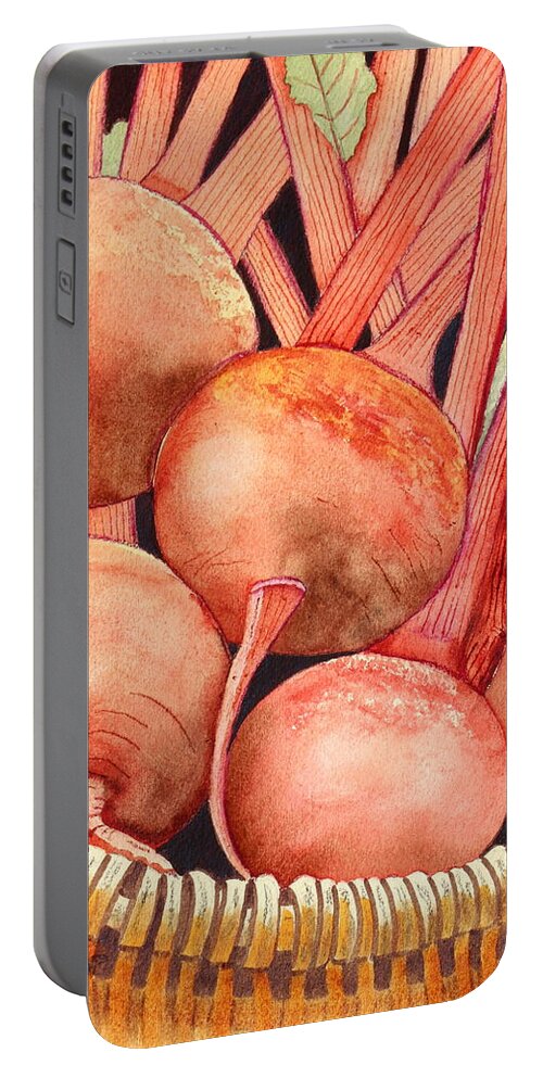 Red Portable Battery Charger featuring the painting Basket of Beets Watercolor by Kimberly Walker