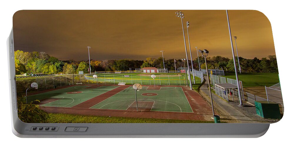 Milton Portable Battery Charger featuring the photograph Basketball Court at night by Brian MacLean