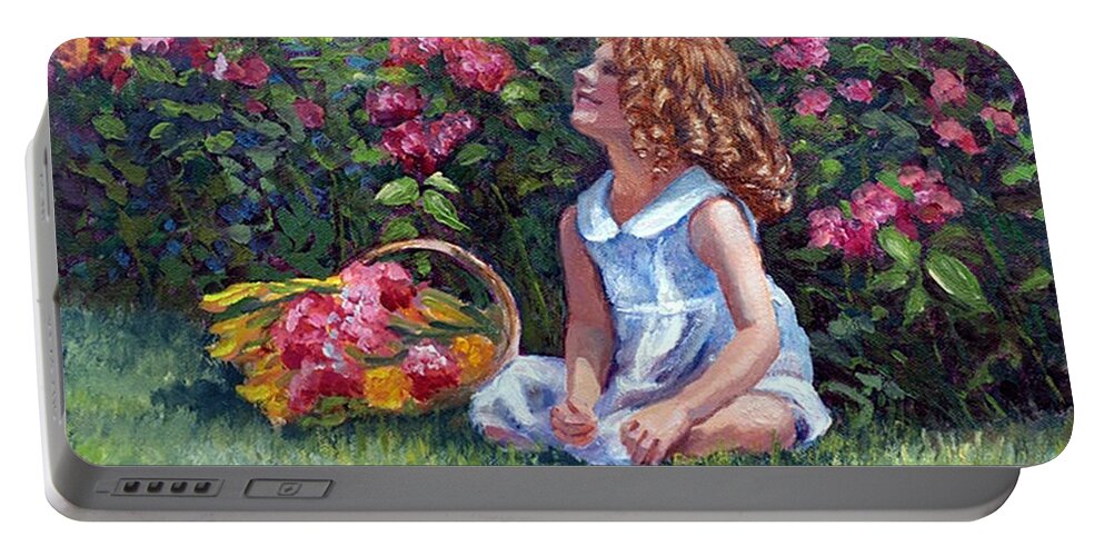 Children Portable Battery Charger featuring the painting Basking in the Sunlight by Marie Witte