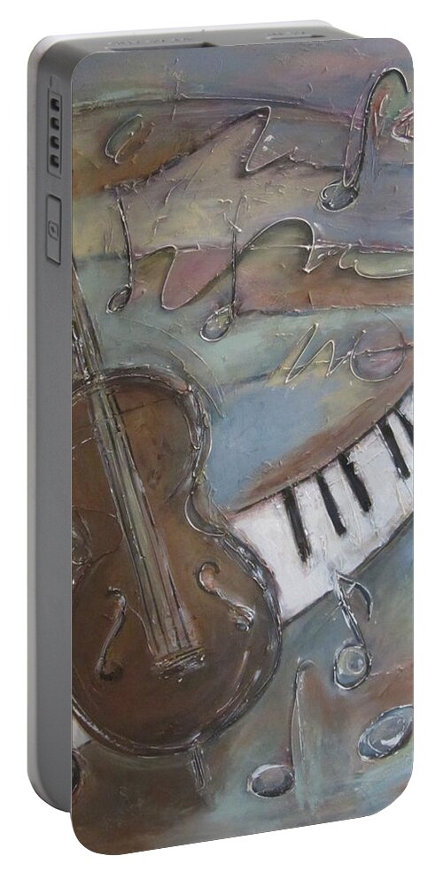 Painting Portable Battery Charger featuring the painting Bass and Keys by Anita Burgermeister