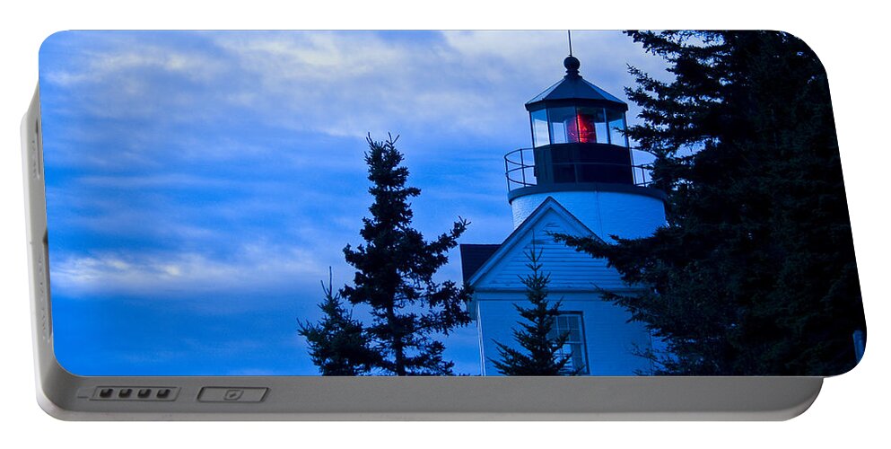 Acadia National Park Portable Battery Charger featuring the photograph Bass Harbor Lighthouse Blue #2 by Brian Green