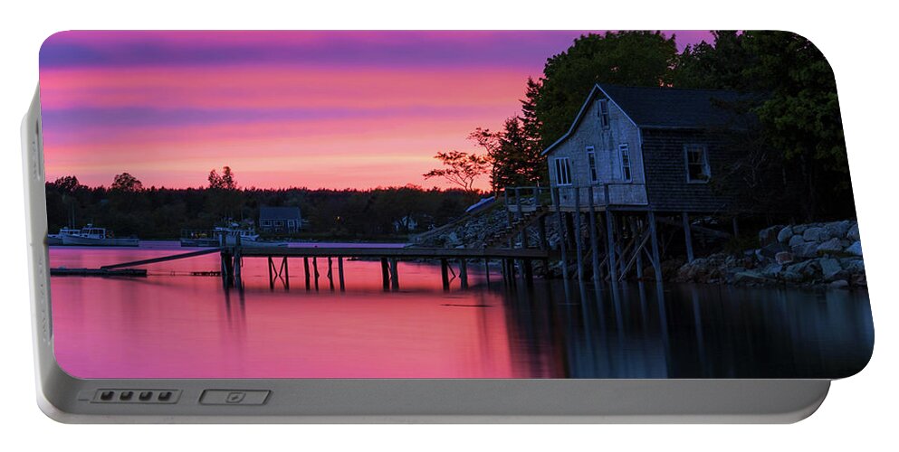 Bass Harbor Portable Battery Charger featuring the photograph Bass Harbor Sunset by Holly Ross