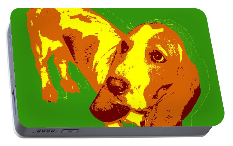 Basset Hound Portable Battery Charger featuring the digital art Basset Hound Pop Art by Jean luc Comperat