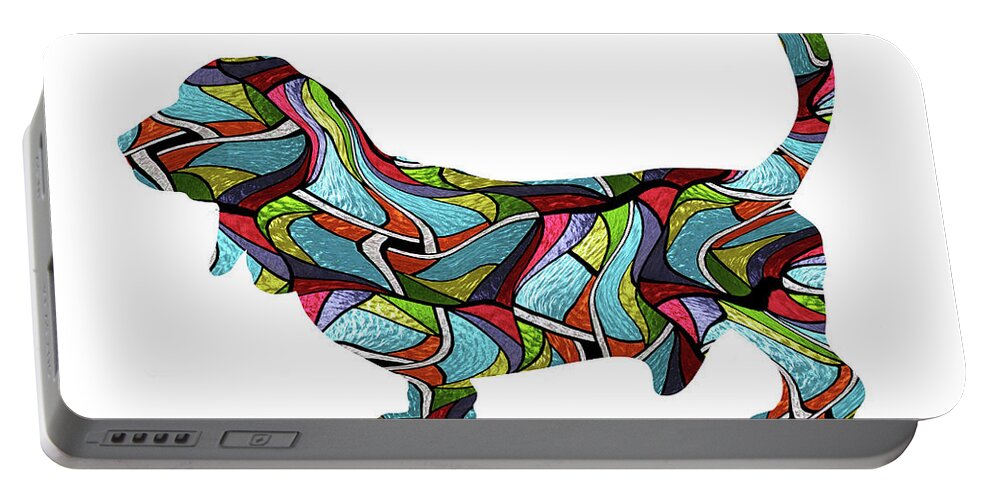 Basset Hound Portable Battery Charger featuring the digital art Basset Hound Spirit Glass by Gregory Murray