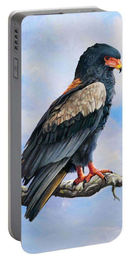 Feathers Portable Battery Charger featuring the painting Bateleur Eagle by Anthony Mwangi