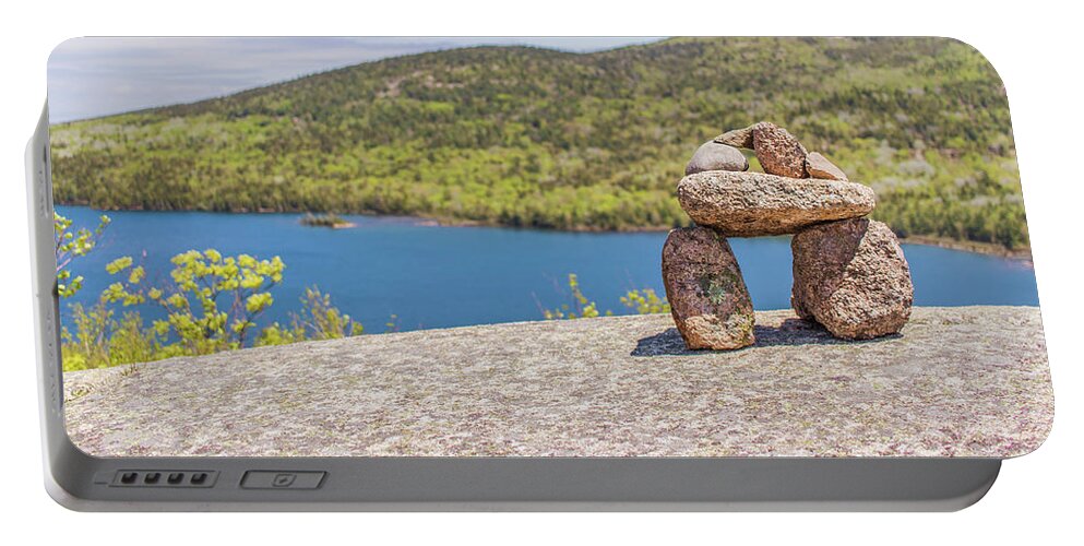 Maine Portable Battery Charger featuring the photograph Bates Cairn by Holly Ross