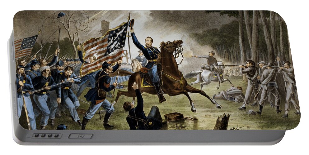 Philip Kearny Portable Battery Charger featuring the painting Battle of Chantilly - Civil War by War Is Hell Store