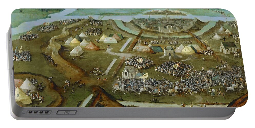 Joachim Patinir Portable Battery Charger featuring the painting Battle of Pavia by Joachim Patinir
