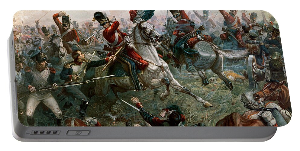 Struggle Portable Battery Charger featuring the painting Battle of Waterloo by William Holmes Sullivan