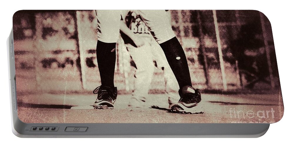 Pitcher With Holes In His Socks Portable Battery Charger featuring the photograph Battle on the Mound by Leah McPhail