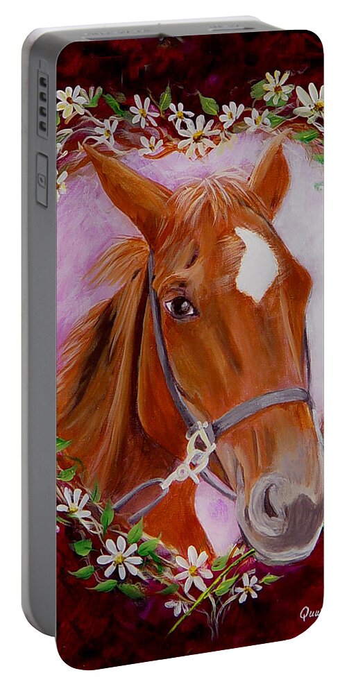 Horse Portable Battery Charger featuring the painting Batuque by Quwatha Valentine