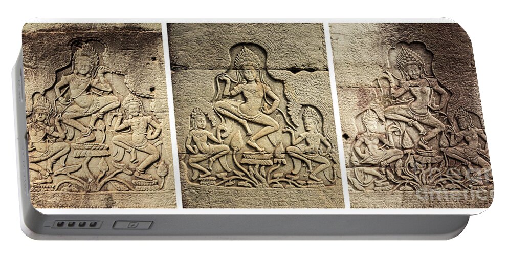 Cambodia Portable Battery Charger featuring the photograph Bayon Apsaras 23 by Rick Piper Photography