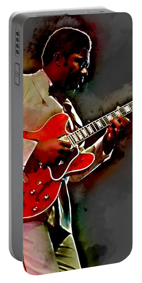 Bb King Portable Battery Charger featuring the mixed media BB King by Marvin Blaine