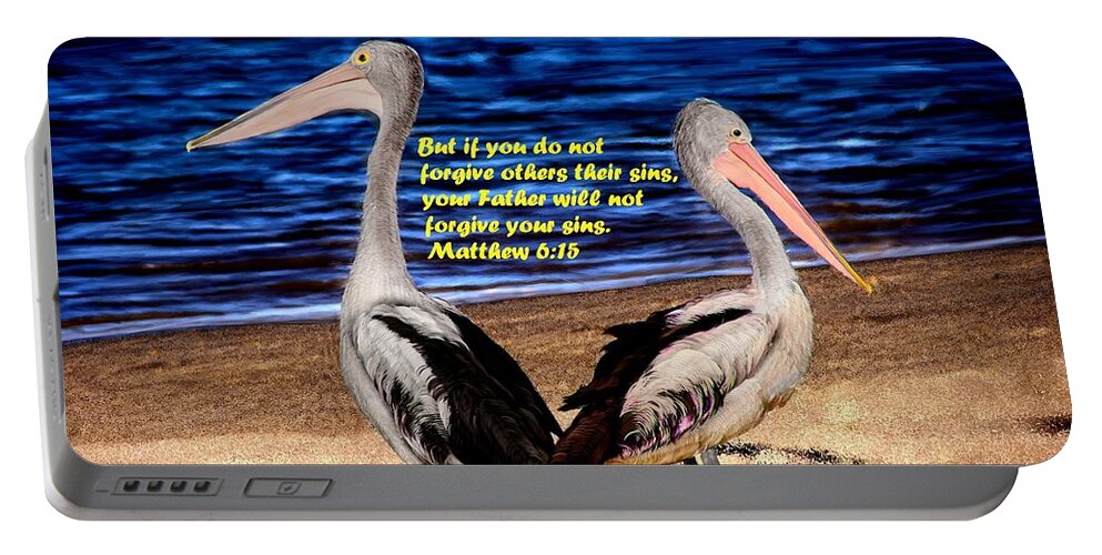 Beach Portable Battery Charger featuring the painting Be Biblical Birds by Bruce Nutting