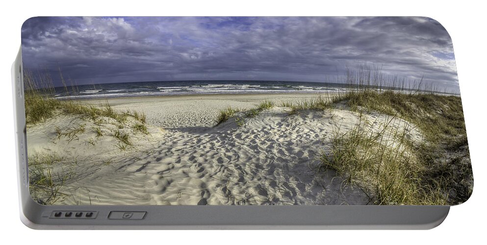 Huntington Beach State Park Portable Battery Charger featuring the photograph Beach Access from Atalaya Castle by David Smith