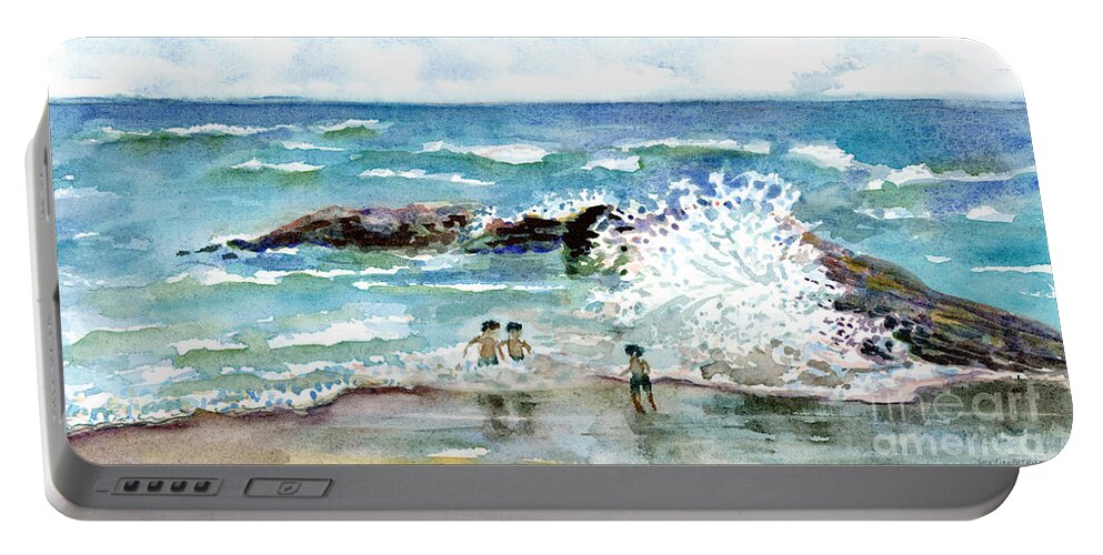 Beach Portable Battery Charger featuring the painting Beach Amigos by Amy Kirkpatrick