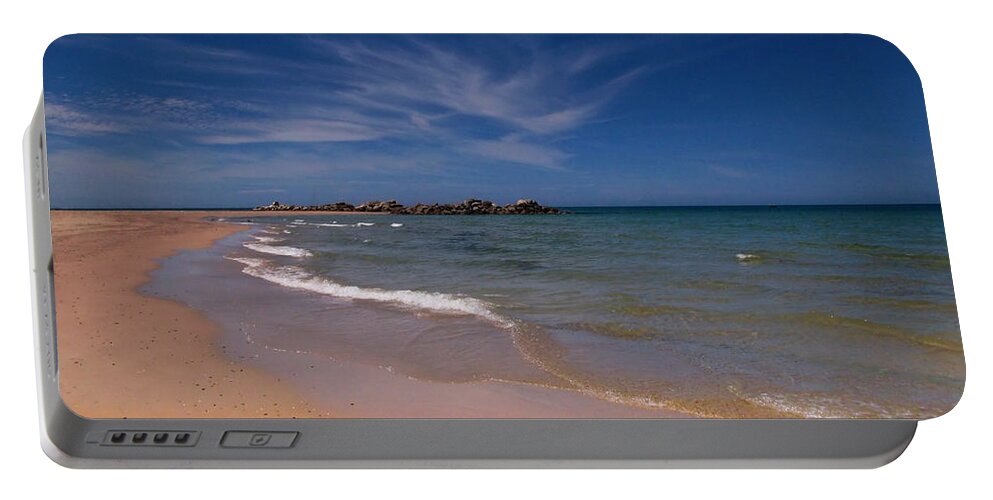 Beach Portable Battery Charger featuring the photograph Beach And Stonewall by Mark Blauhoefer