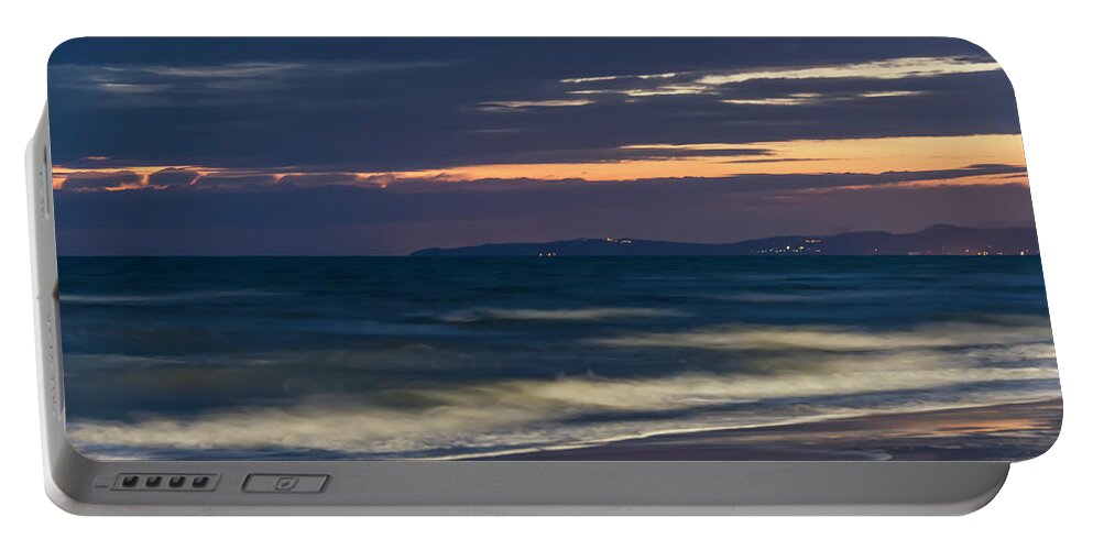 Passeggiatealevante Portable Battery Charger featuring the photograph Beach At Night - Spiaggia Di Notte by Enrico Pelos