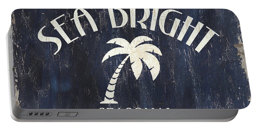 Beach Portable Battery Charger featuring the painting Beach Badge Sea Bright by Debbie DeWitt