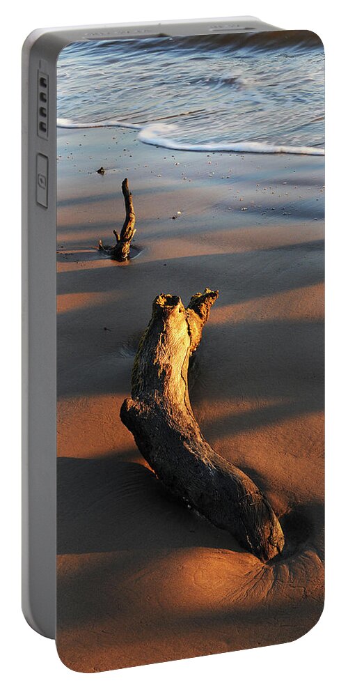 Beach Portable Battery Charger featuring the photograph Beach Driftwood by Ted Keller