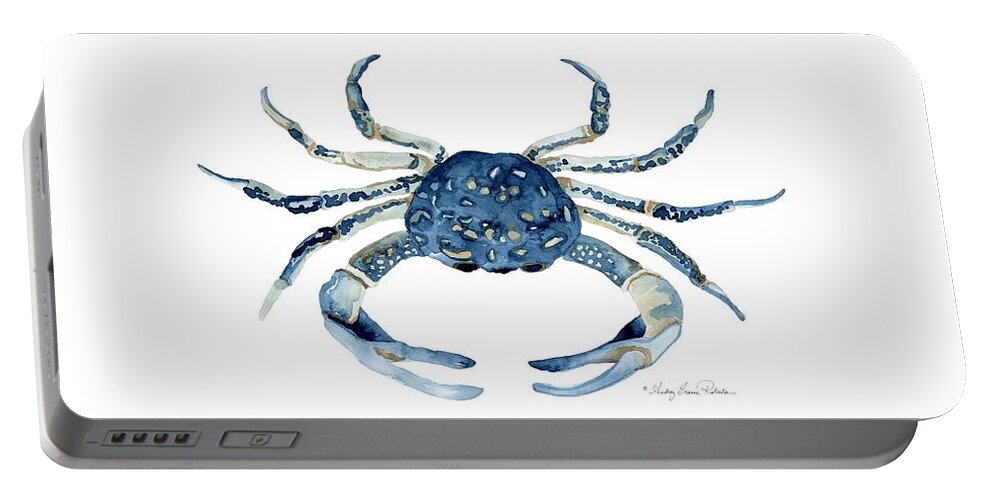 Sea Life Portable Battery Charger featuring the painting Beach House Sea Life Blue Crab by Audrey Jeanne Roberts