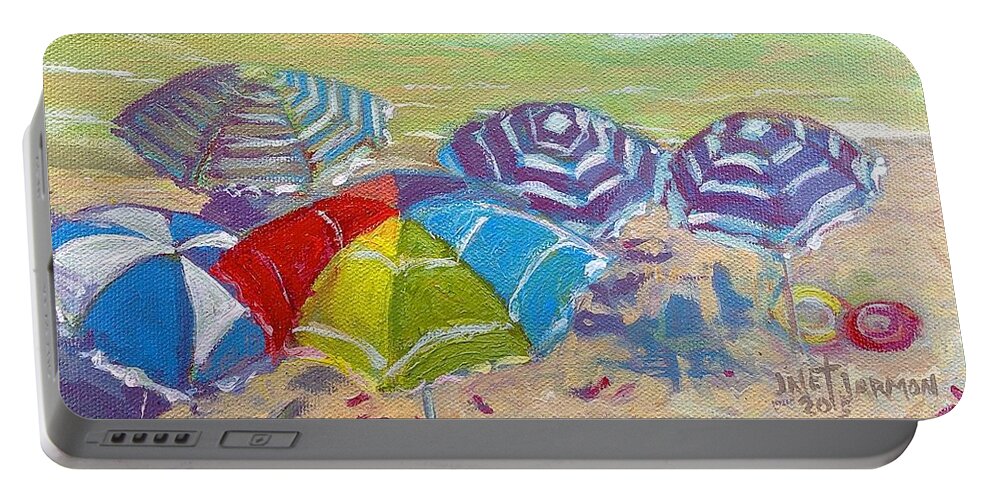 Beach Portable Battery Charger featuring the painting Beach is Best by Jeanette Jarmon