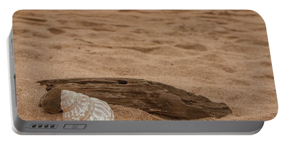 Sand Portable Battery Charger featuring the photograph Beach, Sand, and Shell by Teresa Wilson