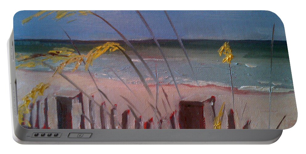 Beach Portable Battery Charger featuring the painting Beach by Sheila Romard
