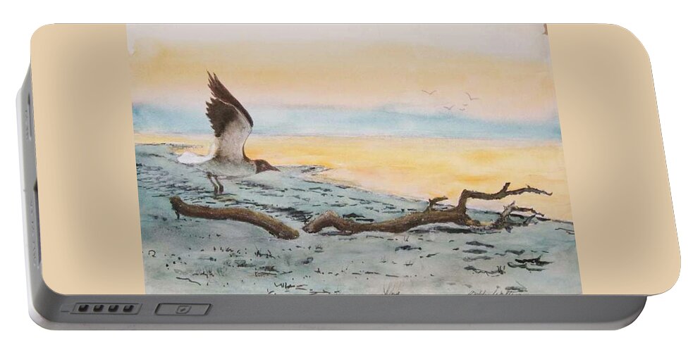  Portable Battery Charger featuring the painting Beach Trash by Bobby Walters