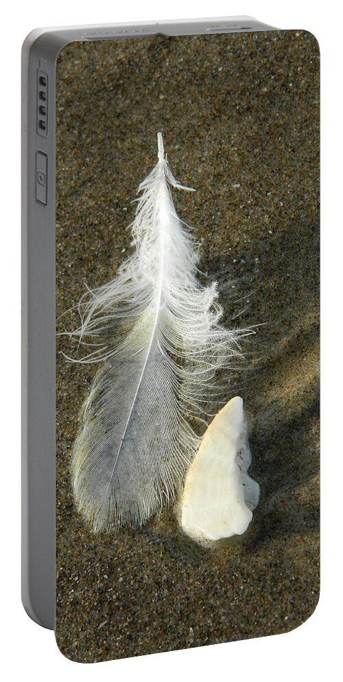 Feathers Portable Battery Charger featuring the photograph Beach Whiteness by Gallery Of Hope 