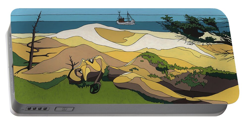 Beach Portable Battery Charger featuring the painting Beaches by Konni Jensen