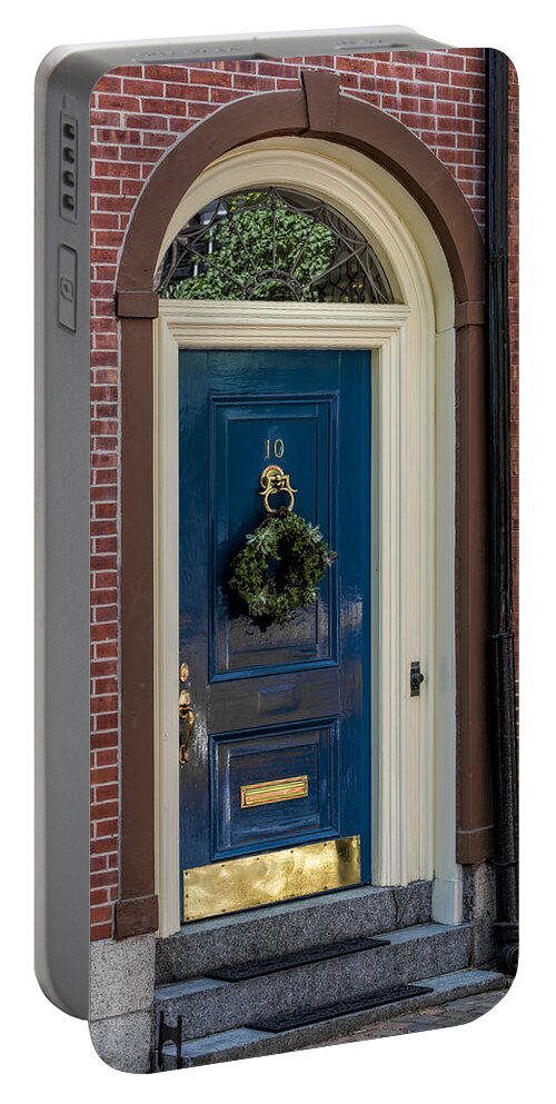 Acorn Street Portable Battery Charger featuring the photograph Beacon Hill Door by Susan Candelario