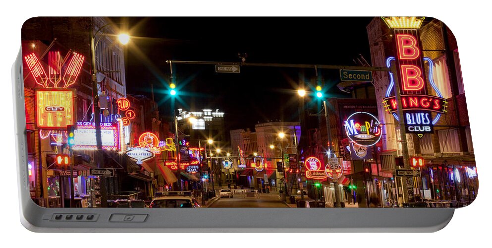 Memphis Portable Battery Charger featuring the photograph Beale Street in Downtown Memphis Tennessee by Anthony Totah