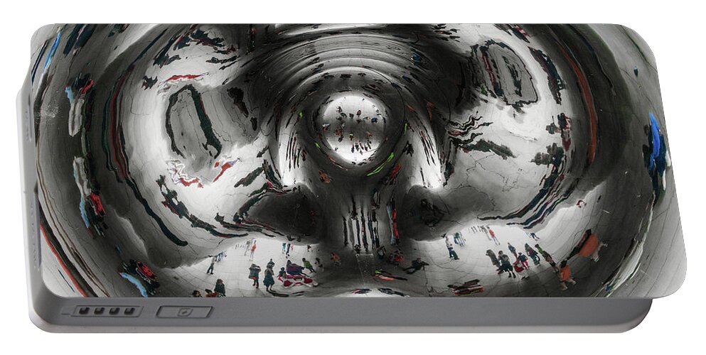 Cloud Gate Portable Battery Charger featuring the photograph Bean to the Could Gate Fun House Yet 2 by Scott Campbell